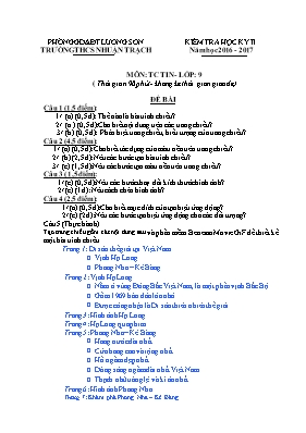 Đề kiểm tra học kỳ II môn Tin học Lớp 9 - Năm học 2016-2017
